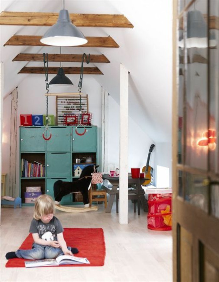 nursery-with-attic-basset-spielpaltz-children-open-beamed-ceilings-pendant-light-industrial