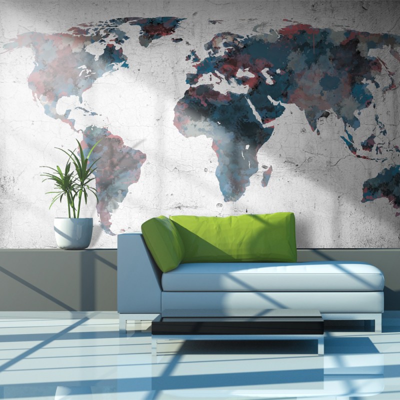 fototapeta-world-map-on-the-wall