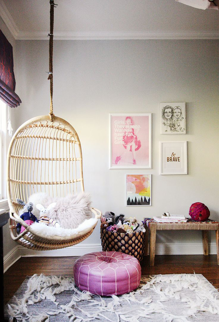 girl room with hang chair