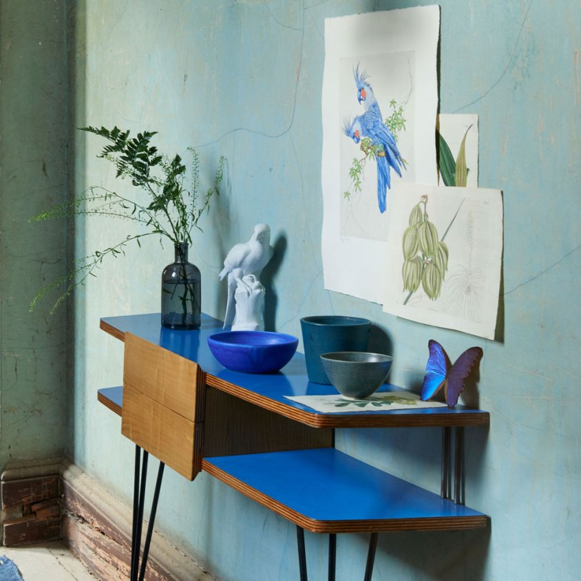 Green-hallway-with-trio-of-lights